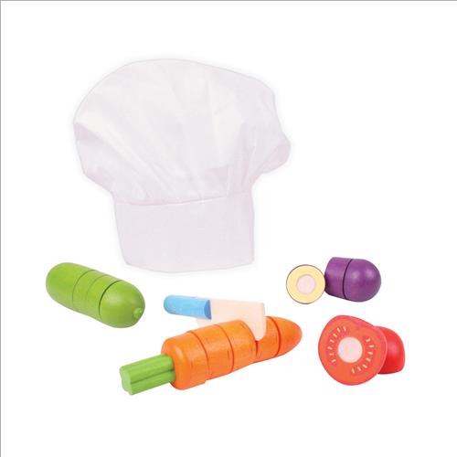 set verdura in legno da tagliare