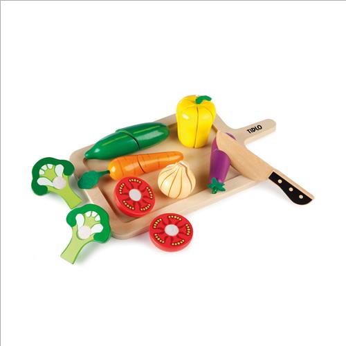 set legno verdura da tagliare
