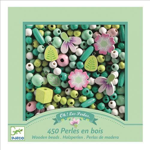 perle in legno foglie e fiori