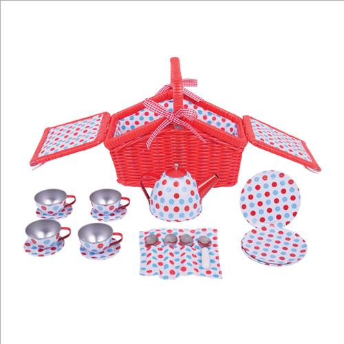 cestino rosso tea set