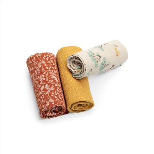 set 3 teli mussola la foret mawa