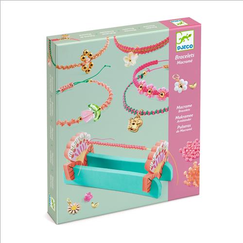 braccialetti in macramé. rosa