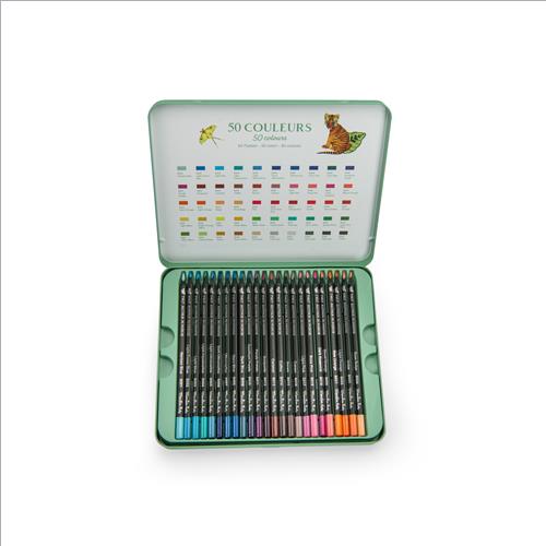 scatola metallo 50 pastelli. tout autour